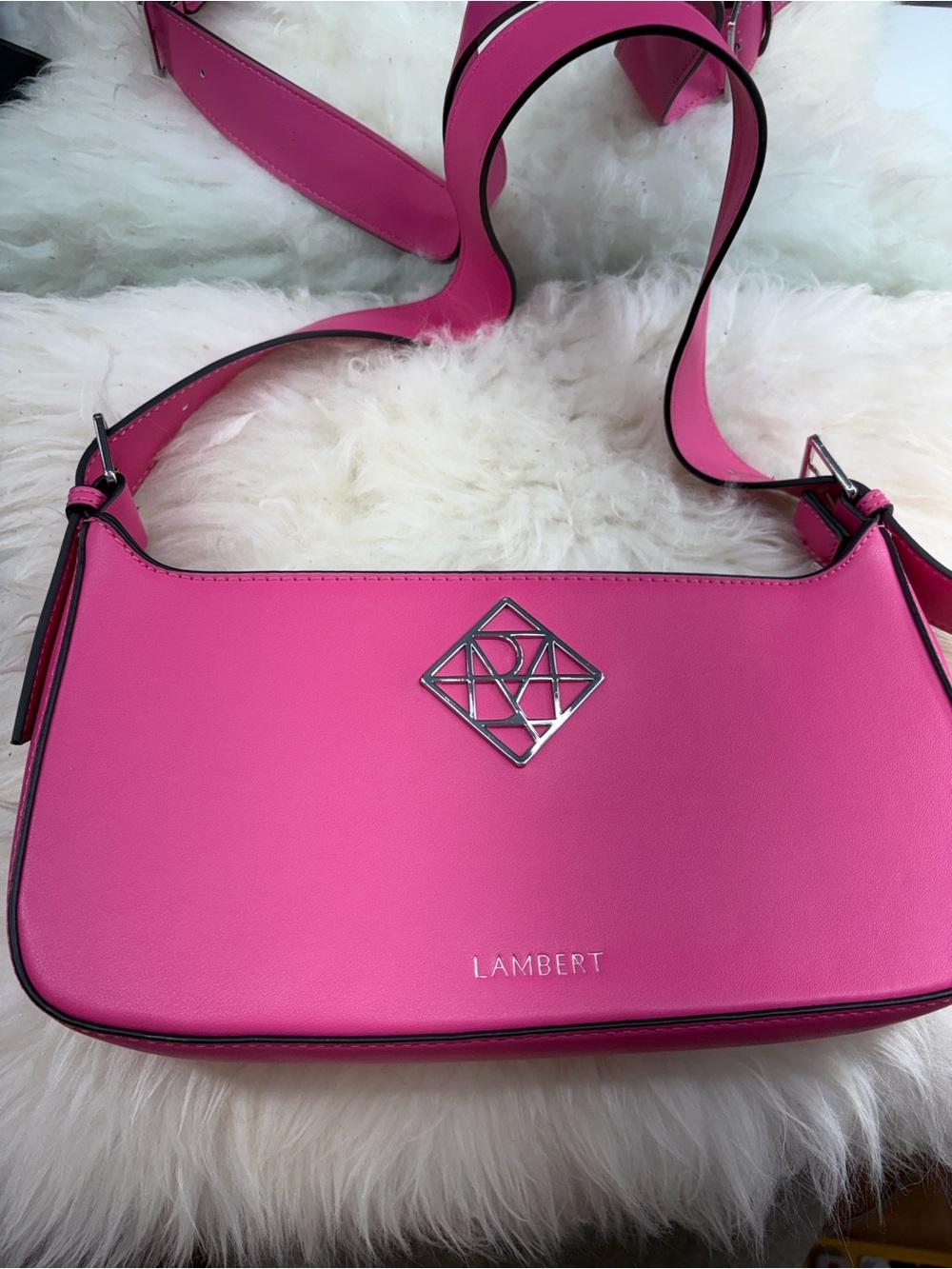 Lambert Hot Pink Shoulder Bag with Metal Logo
